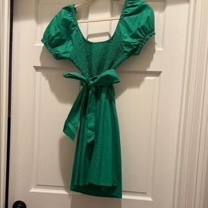 Altar'd State Emerald Green Backless Puff-Sleeve Dress
